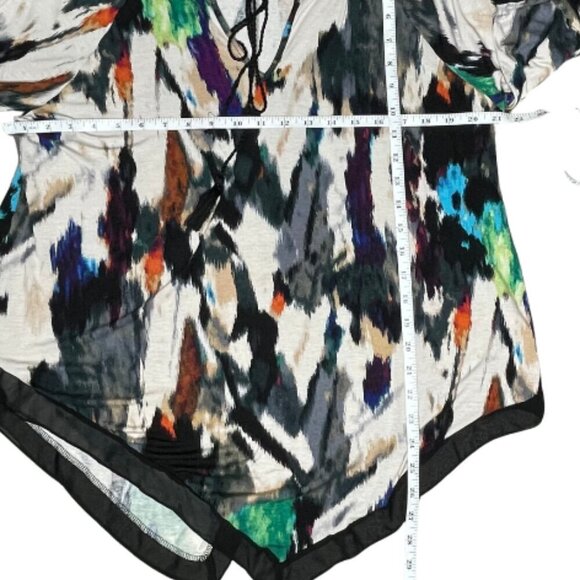 cha cha vente Cascade Abstract Scoop Neck Cut Out Tie Up Top Blouse XL - Picture 4 of 5